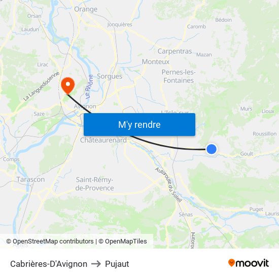 Cabrières-D'Avignon to Pujaut map