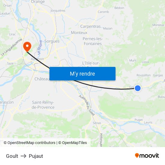 Goult to Pujaut map