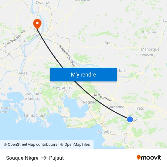 Souque Nègre to Pujaut map