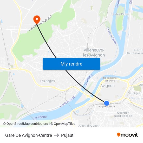 Gare De Avignon-Centre to Pujaut map