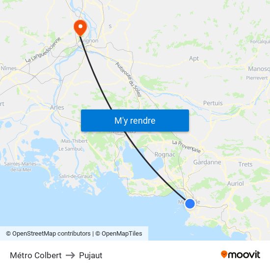 Métro Colbert to Pujaut map