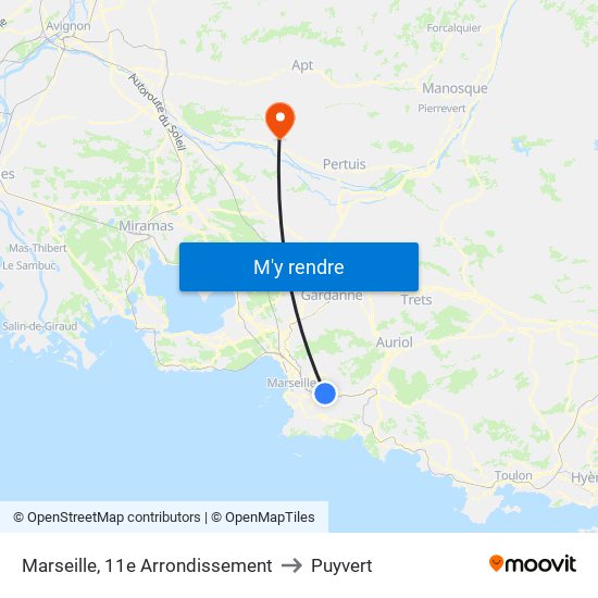 Marseille, 11e Arrondissement to Puyvert map