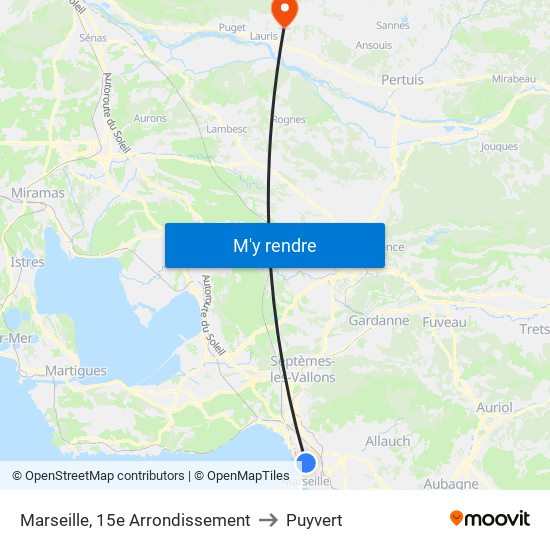 Marseille, 15e Arrondissement to Puyvert map
