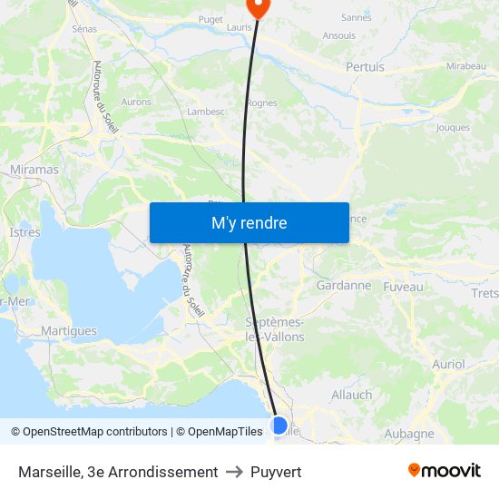 Marseille, 3e Arrondissement to Puyvert map