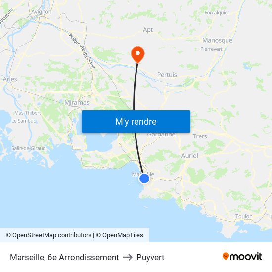 Marseille, 6e Arrondissement to Puyvert map