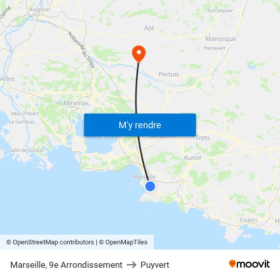Marseille, 9e Arrondissement to Puyvert map