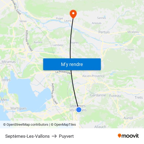 Septèmes-Les-Vallons to Puyvert map