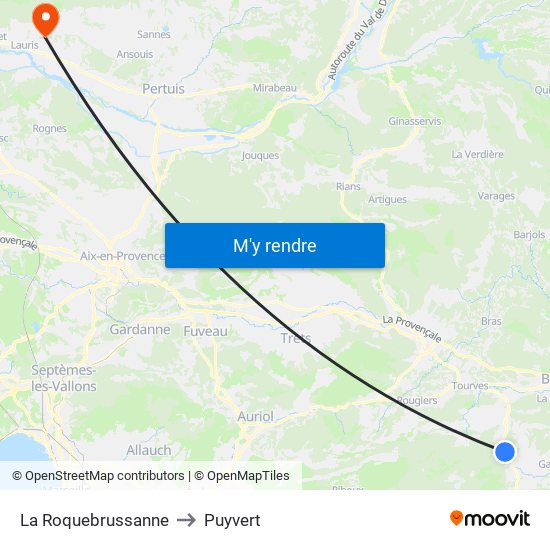La Roquebrussanne to Puyvert map