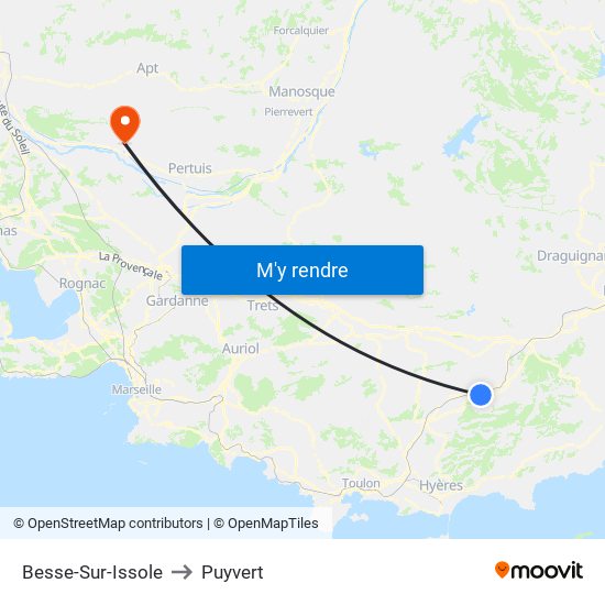 Besse-Sur-Issole to Puyvert map