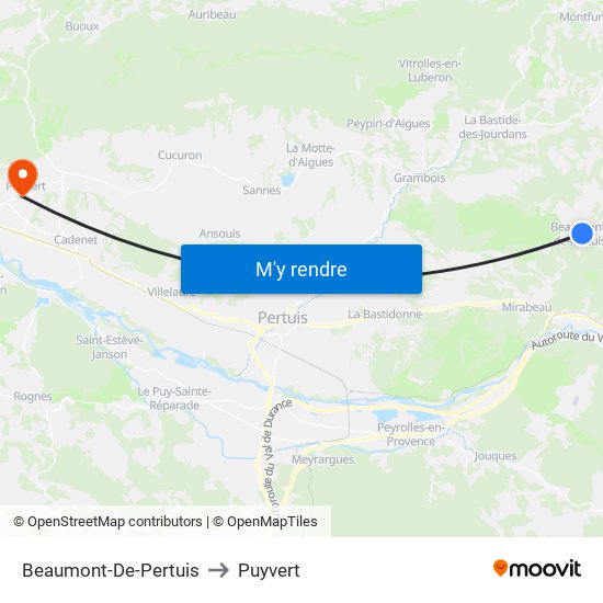 Beaumont-De-Pertuis to Puyvert map