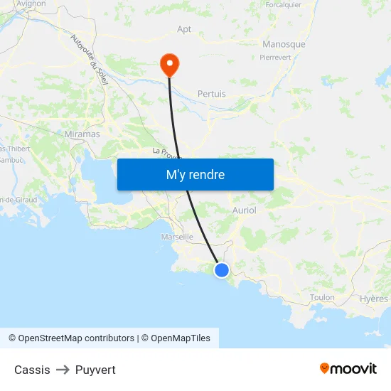 Cassis to Puyvert map