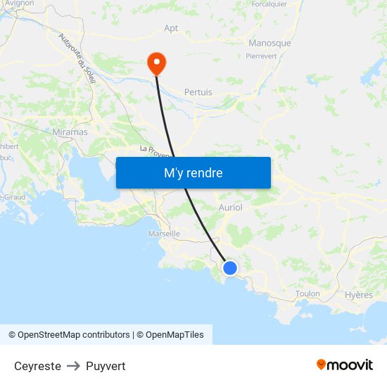 Ceyreste to Puyvert map