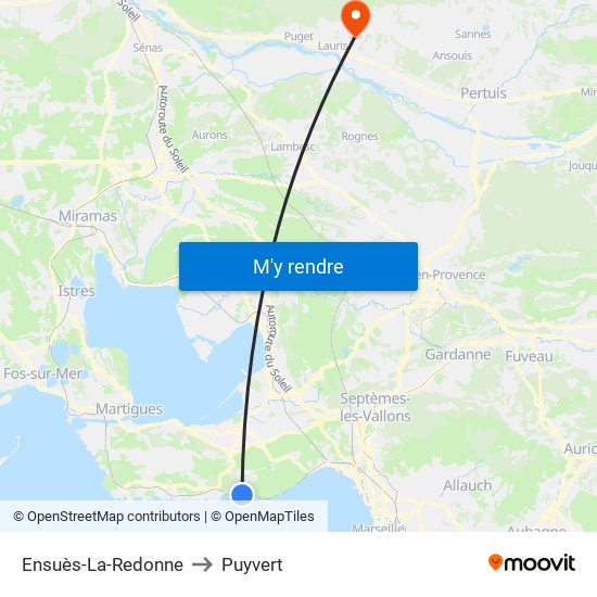 Ensuès-La-Redonne to Puyvert map