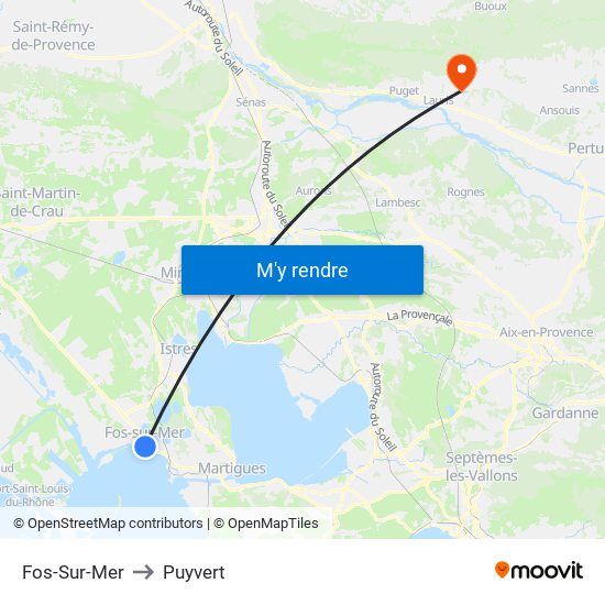 Fos-Sur-Mer to Puyvert map