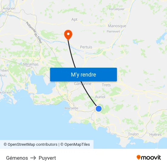 Gémenos to Puyvert map