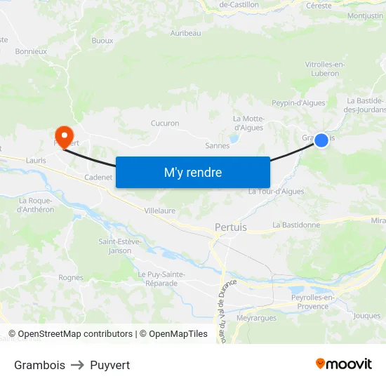 Grambois to Puyvert map