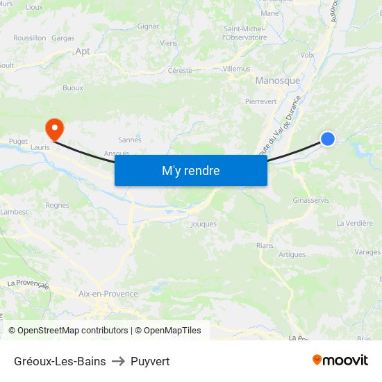 Gréoux-Les-Bains to Puyvert map