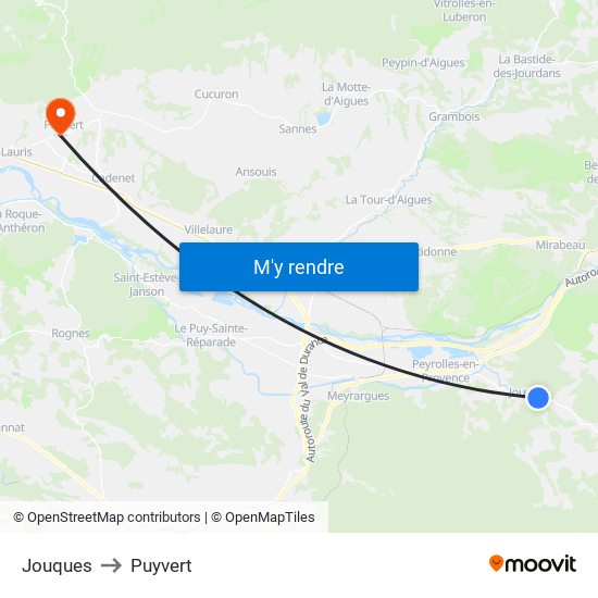 Jouques to Puyvert map