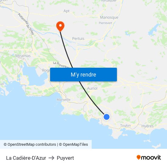 La Cadière-D'Azur to Puyvert map