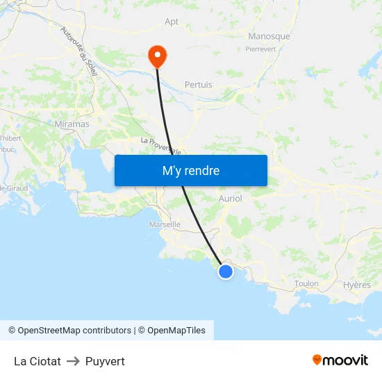 La Ciotat to Puyvert map