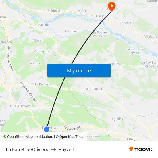 La Fare-Les-Oliviers to Puyvert map