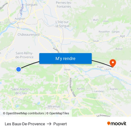Les Baux-De-Provence to Puyvert map