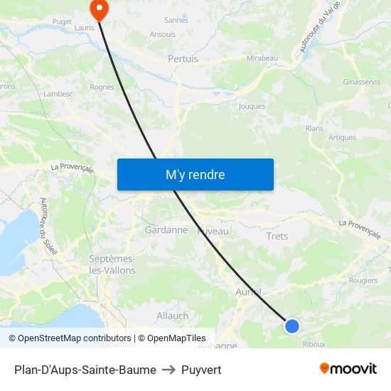 Plan-D'Aups-Sainte-Baume to Puyvert map