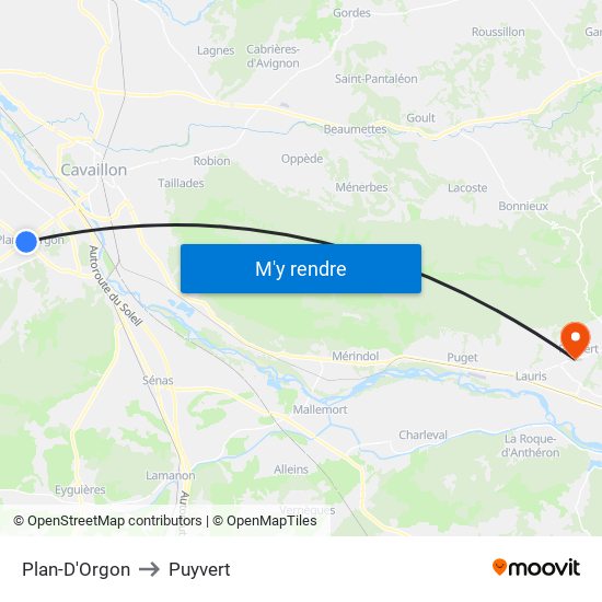 Plan-D'Orgon to Puyvert map