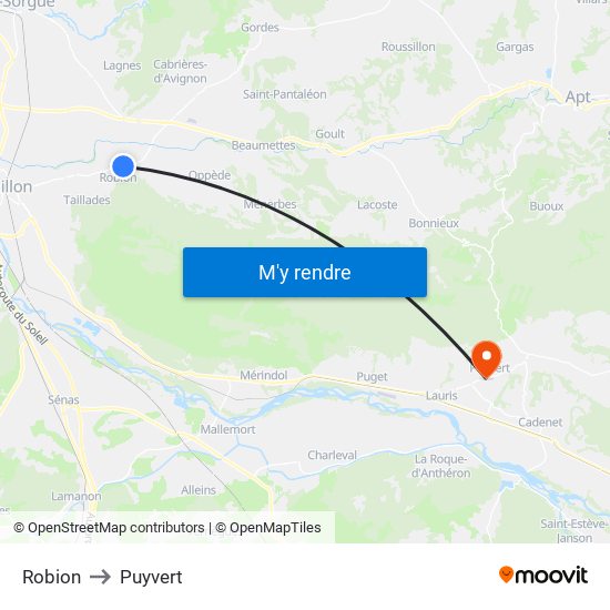 Robion to Puyvert map