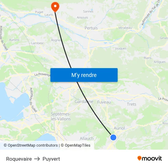 Roquevaire to Puyvert map
