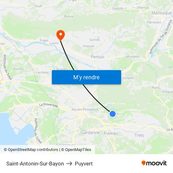 Saint-Antonin-Sur-Bayon to Puyvert map