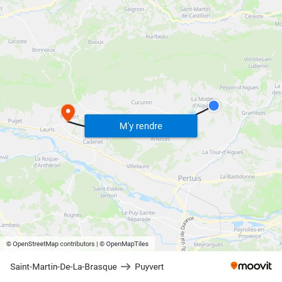 Saint-Martin-De-La-Brasque to Puyvert map