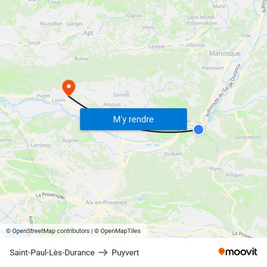 Saint-Paul-Lès-Durance to Puyvert map