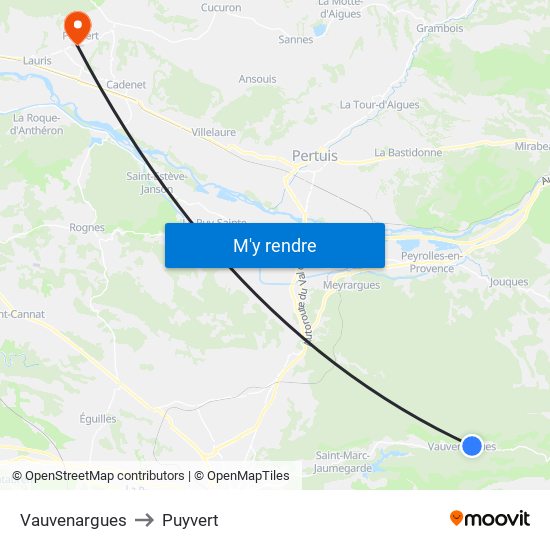 Vauvenargues to Puyvert map