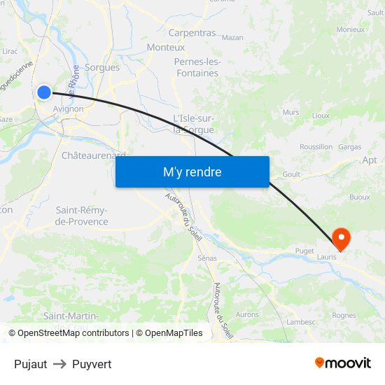 Pujaut to Puyvert map