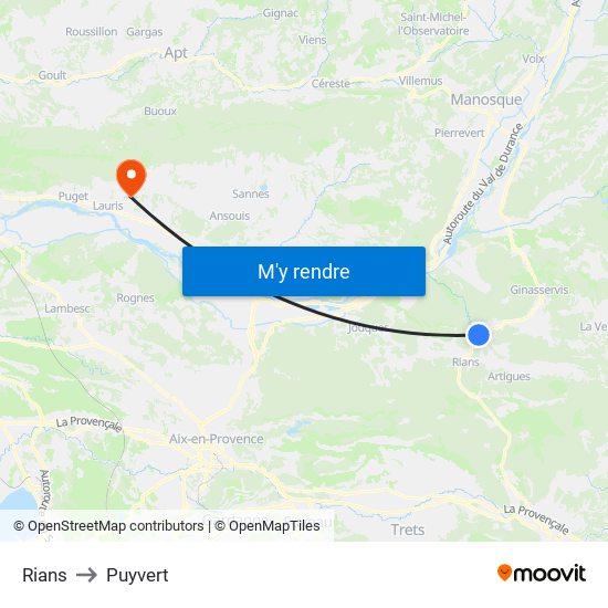 Rians to Puyvert map
