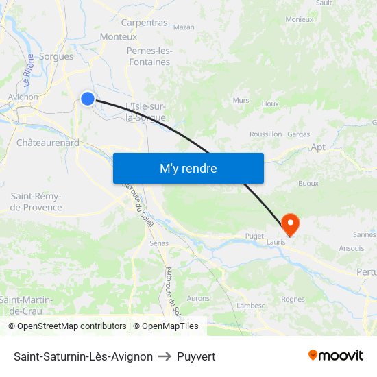Saint-Saturnin-Lès-Avignon to Puyvert map