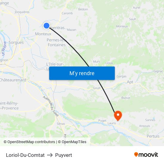 Loriol-Du-Comtat to Puyvert map