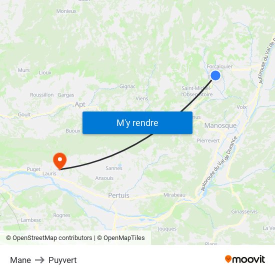 Mane to Puyvert map
