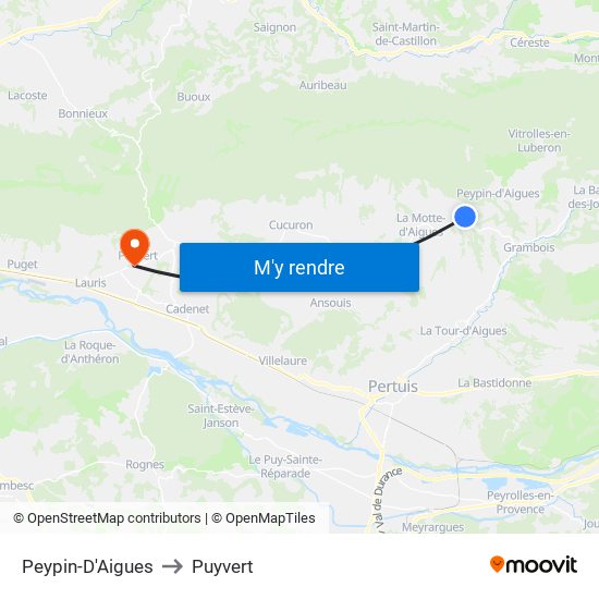 Peypin-D'Aigues to Puyvert map