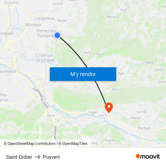 Saint-Didier to Puyvert map