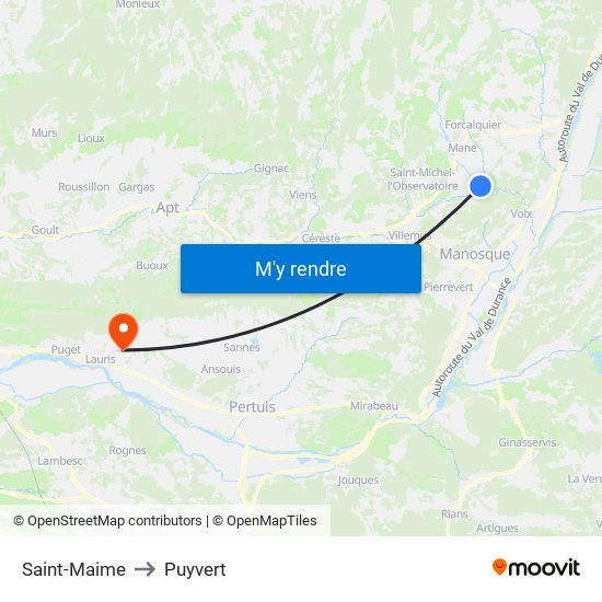 Saint-Maime to Puyvert map