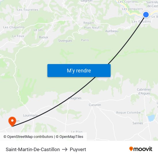 Saint-Martin-De-Castillon to Puyvert map