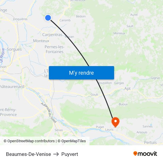 Beaumes-De-Venise to Puyvert map