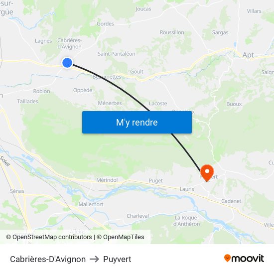 Cabrières-D'Avignon to Puyvert map