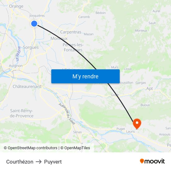 Courthézon to Puyvert map
