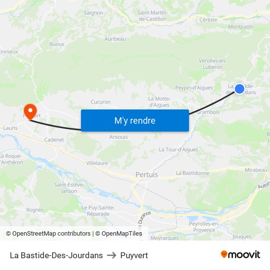 La Bastide-Des-Jourdans to Puyvert map