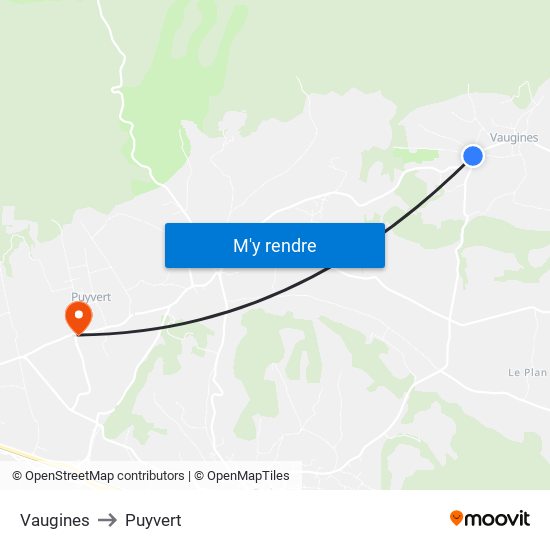 Vaugines to Puyvert map