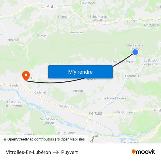 Vitrolles-En-Lubéron to Puyvert map