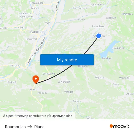 Roumoules to Rians map